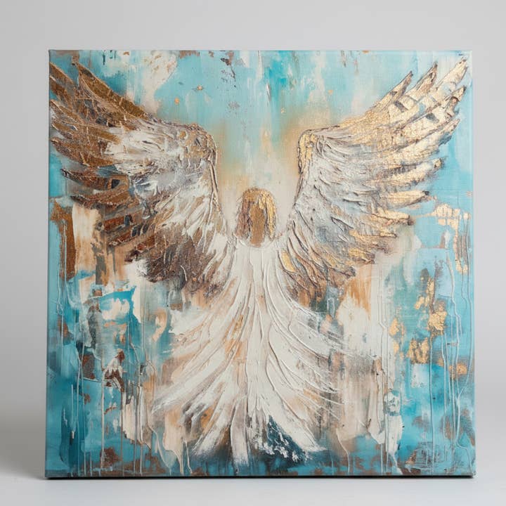 Angel canvas art print, Christian home decor, Spiritual art for wholesale by Rustic Nester