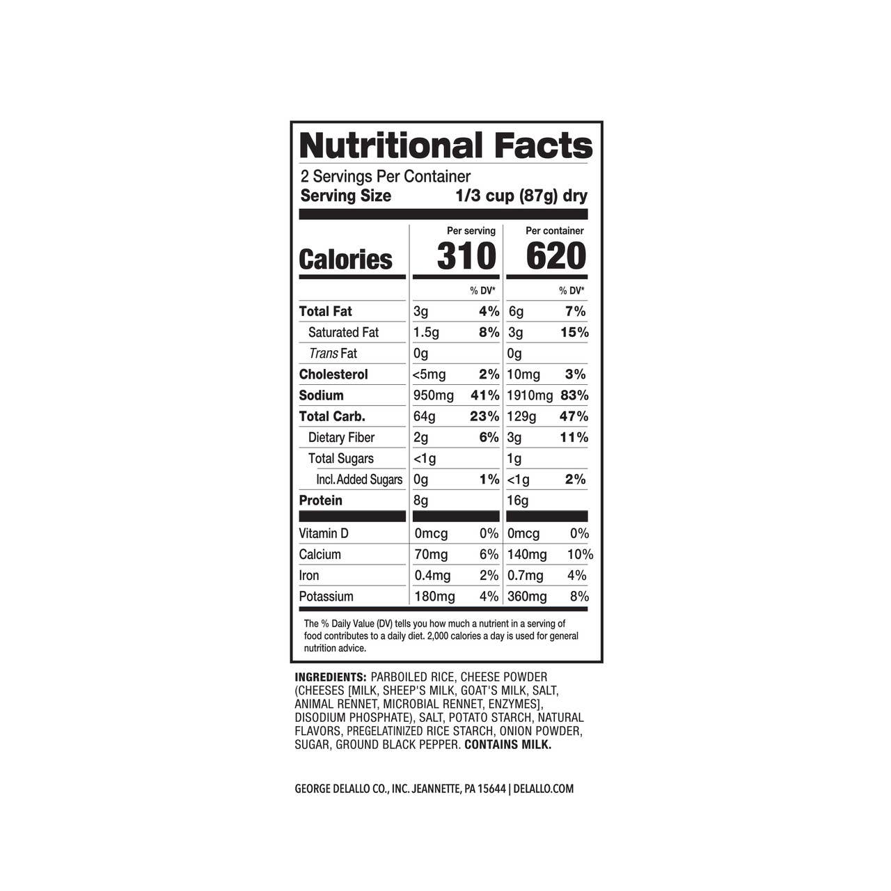 Delallo - Wholesale Risotto - Cacio e Pepe Risotto (Quick Cook)1