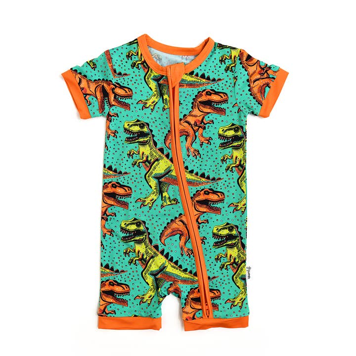 Gigi and Max - Wholesale Jumpsuit - Baby - Drew Dino SHORTY ZIP Bamboo Baby Summer Sleepies Little