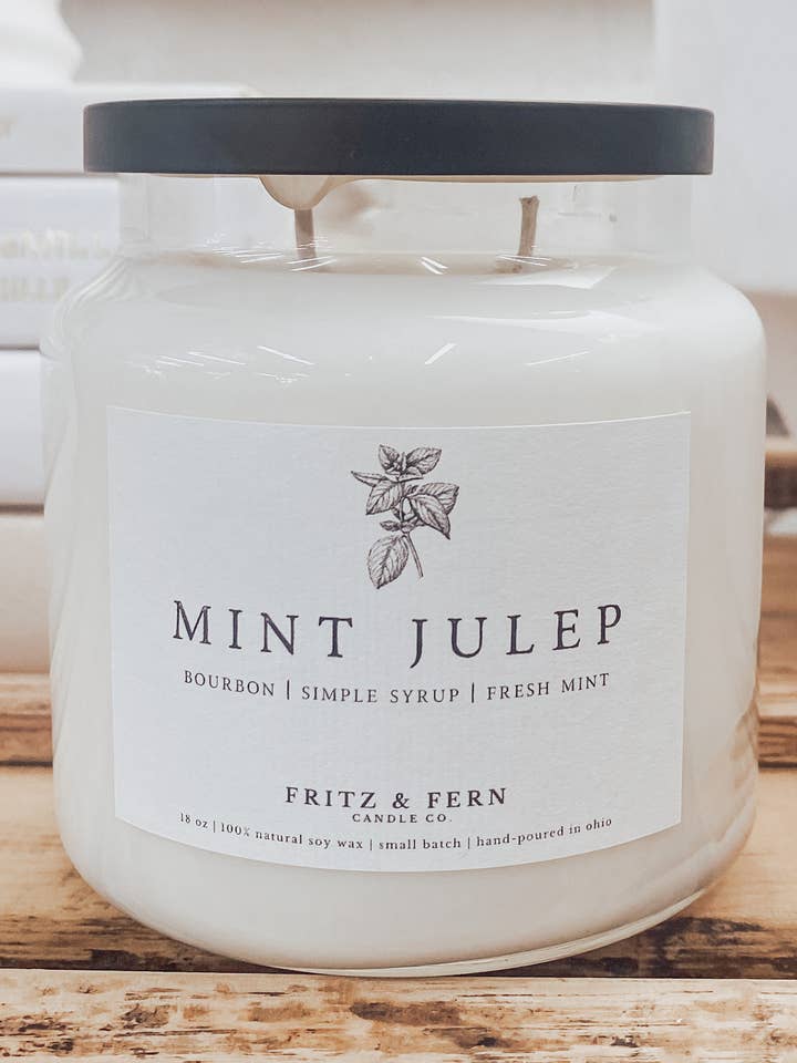 18 oz. Mint Julep Soy Candle for wholesale by Fritz & Fern Candle Co.