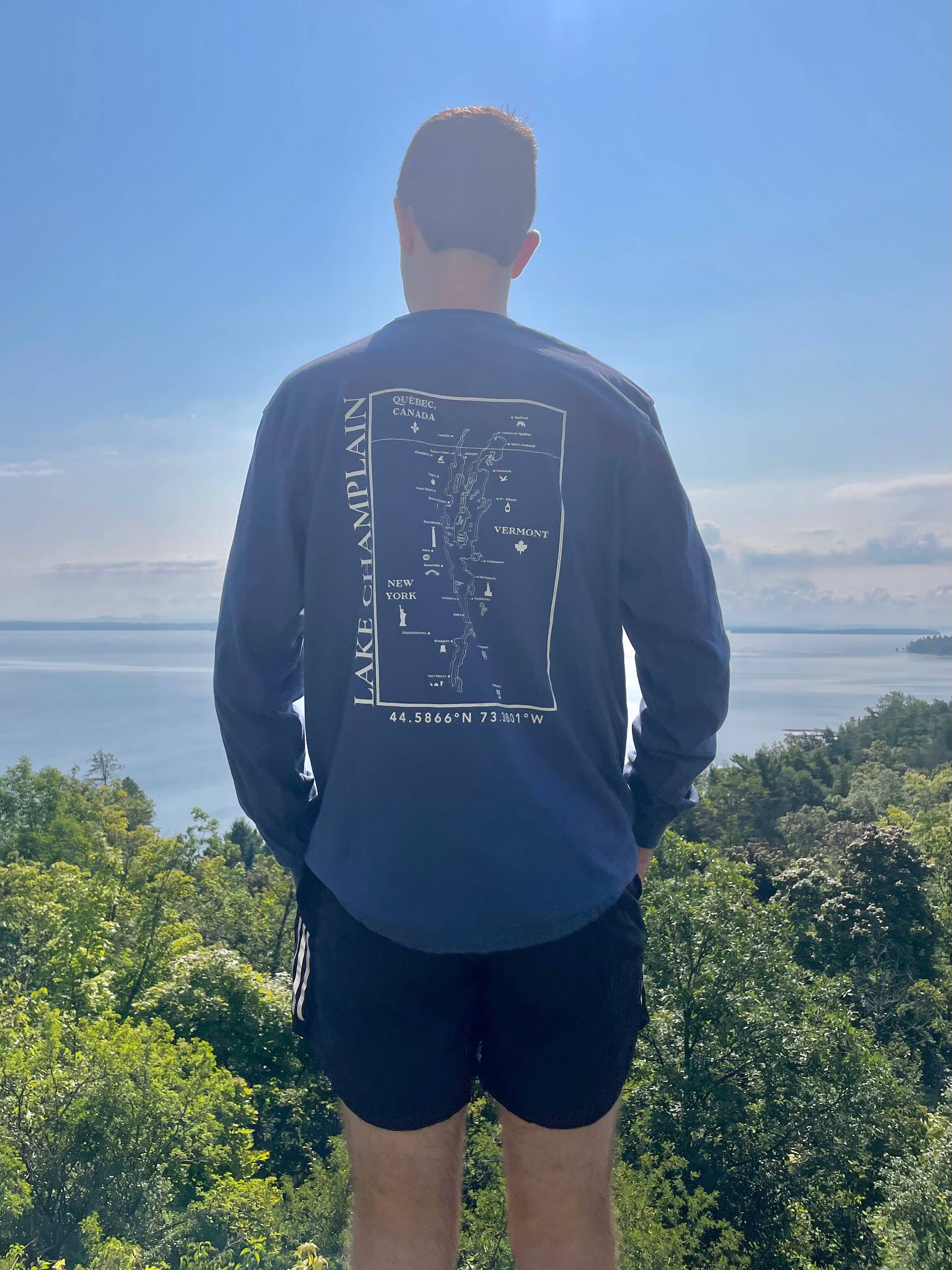 Just Wandering Co. - Wholesale Screen Printed T-Shirt - Unisex - Lake Champlain Long Sleeve Shirt | Plattsburgh, New York | B3