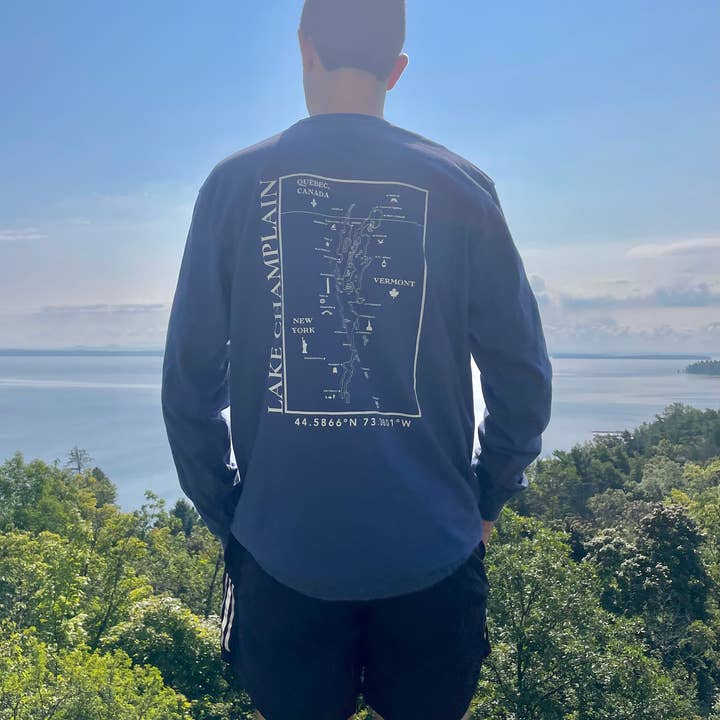 Just Wandering Co. - Wholesale Screen Printed T-Shirt - Unisex - Lake Champlain Long Sleeve Shirt | Plattsburgh, New York | B3