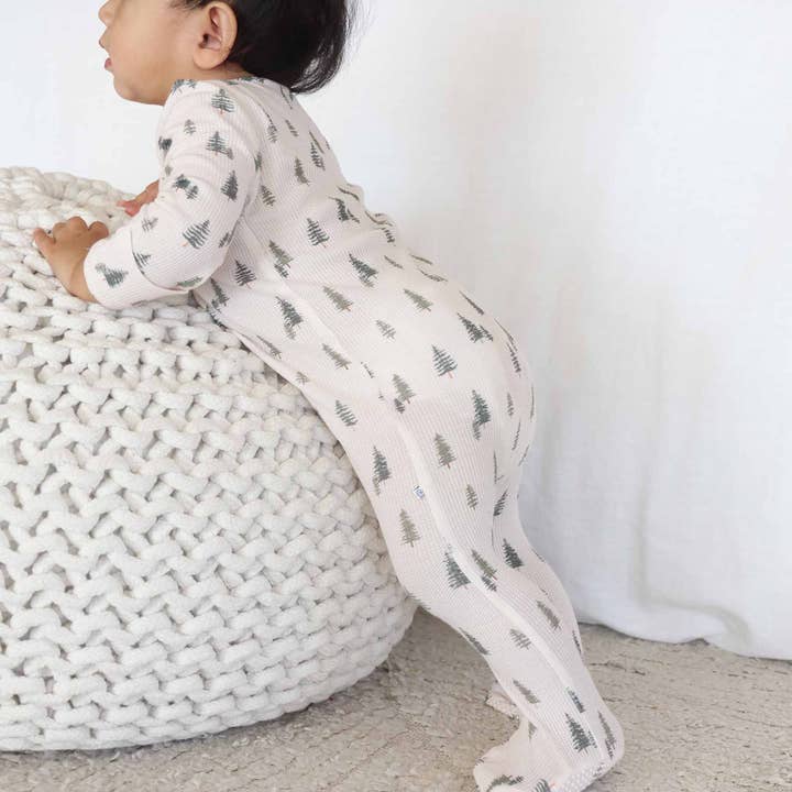 Caden Lane - Wholesale Jumpsuit - Baby - Evergreen Bamboo Waffle Zipper Footie8