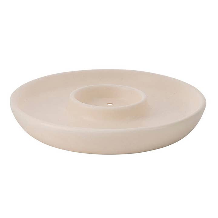 Porte-encens et bougeoir votif duo en céramique ivoire pour la vente par 47th & Main (Creative Brands)