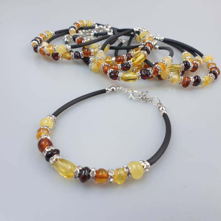 AmberLithuania - Vente Collier de perles - Bracelets en ambre baltique véritable, pierres grossières, chaînes et charms