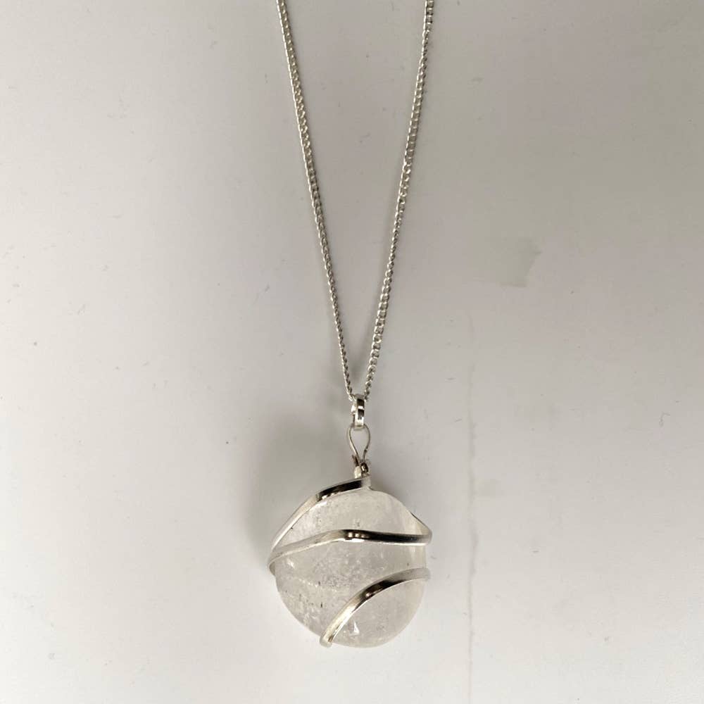 VIE - Wholesale Pendant/Charm Necklace - Tumbled Stone Wire Wrap Pendant, 2-3cm6