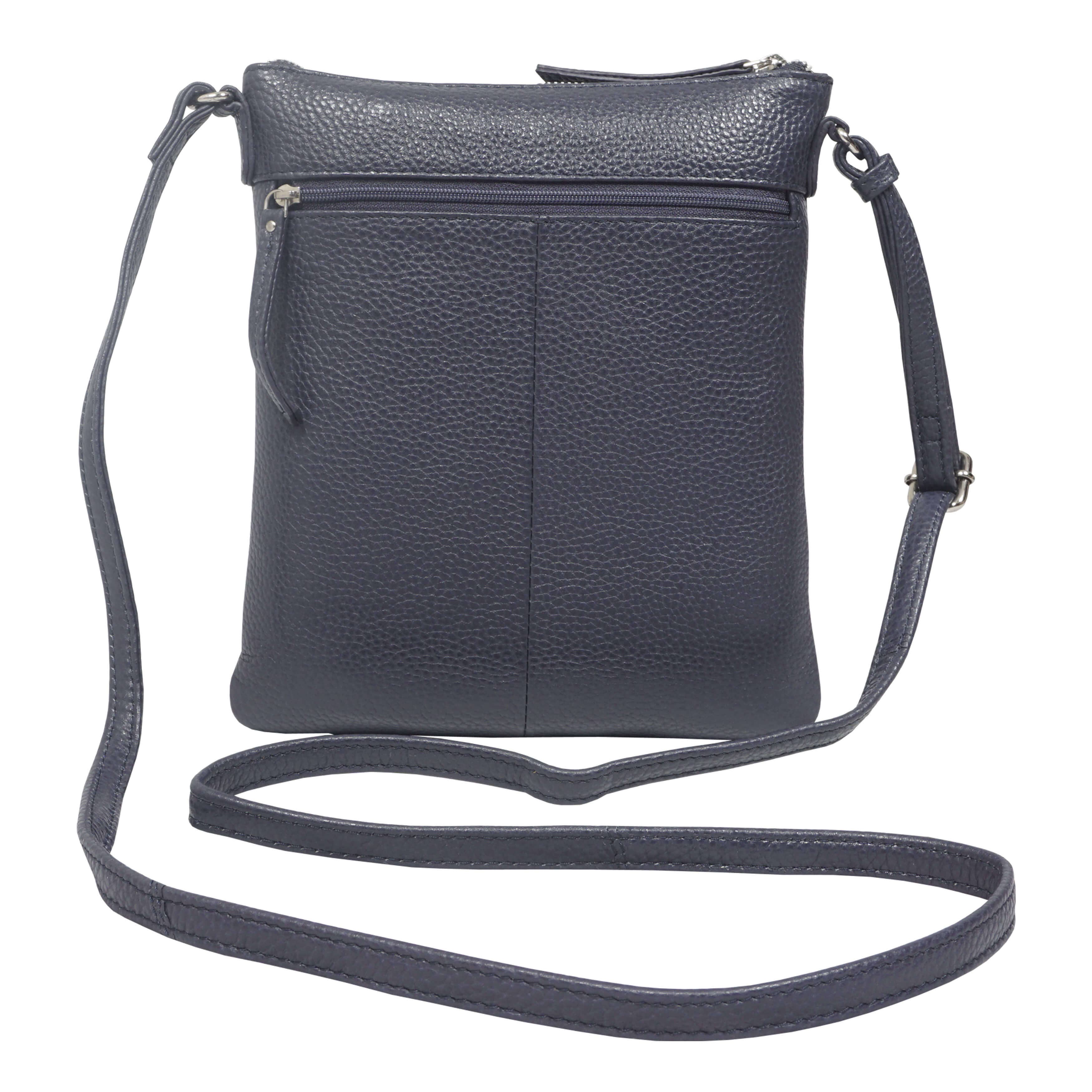 Assots London - Wholesale Crossbody Bag - Women's - 'ROSY' Navy Pebble Grain Soft Real Leather Crossbody Bag4