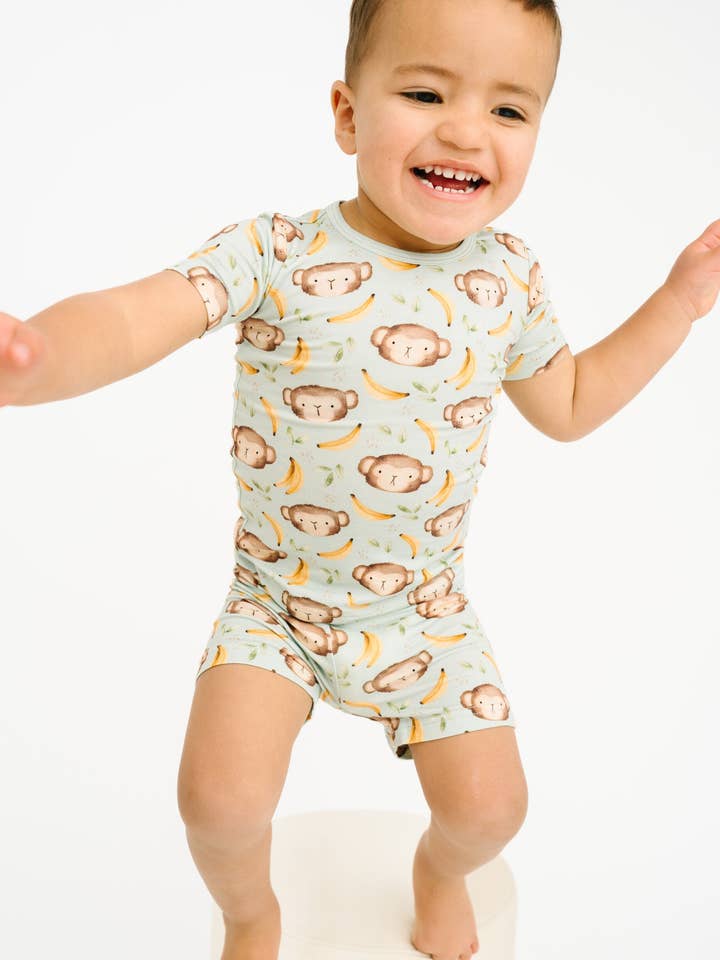 Little One Shop - Wholesale Top & Short Set - Kids - Monkey Mischief Bamboo Shorts Set10
