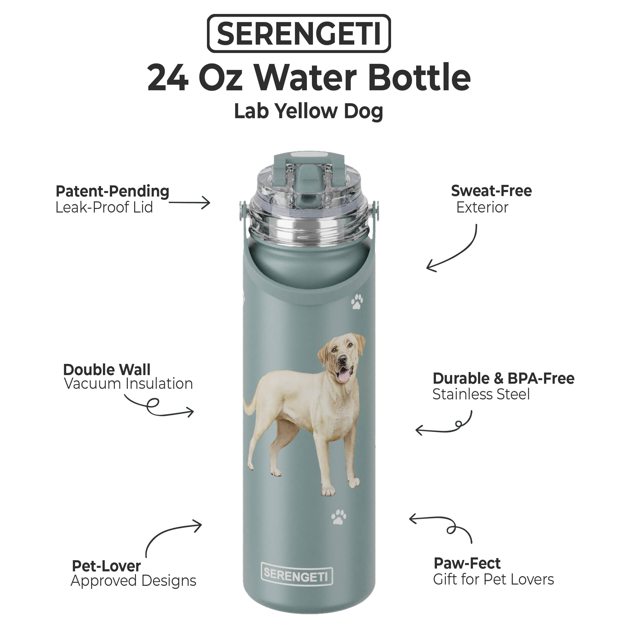 E&S Pets - Vente Bouteilles d'eau - Labrador, jaune, bouteille d'eau en acier inoxydable, 24 oz1