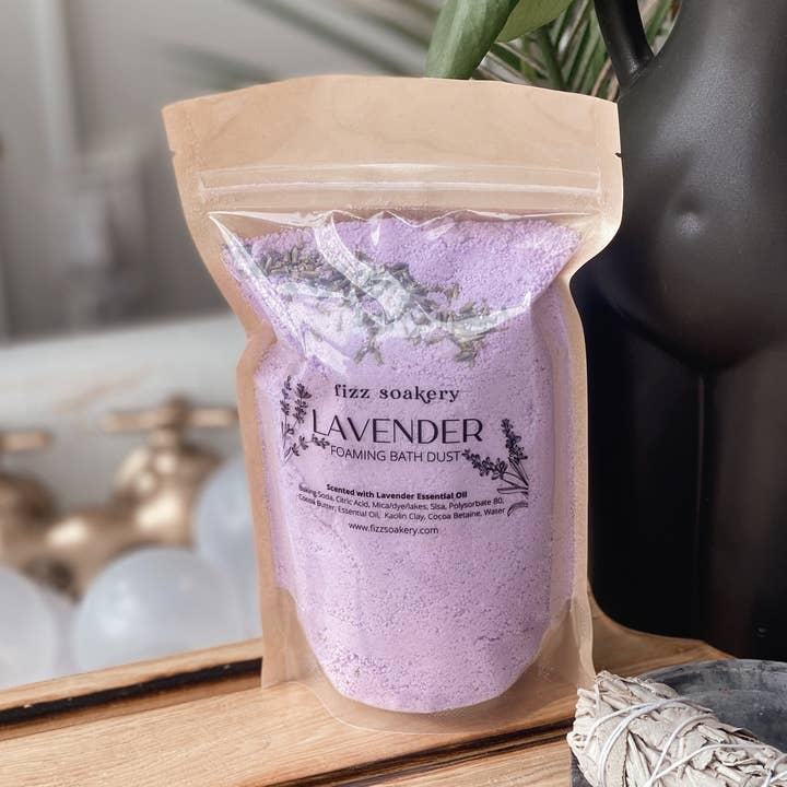 Lavender bath dust for wholesale by Fizz Soakery