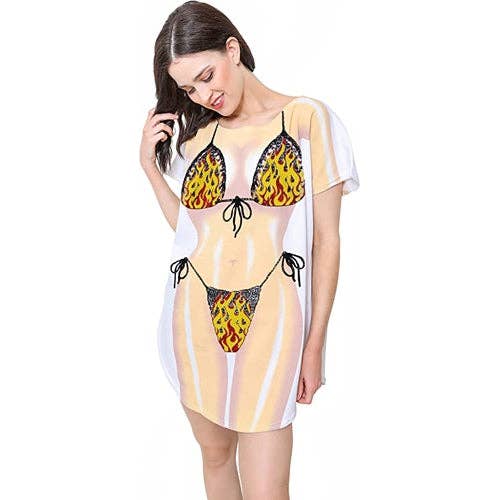 LA Imprints - Wholesale Swim Cover Up - Women's - LA Imprints Fantasy Coverup Flames Bikini Body Coverup T-Shi