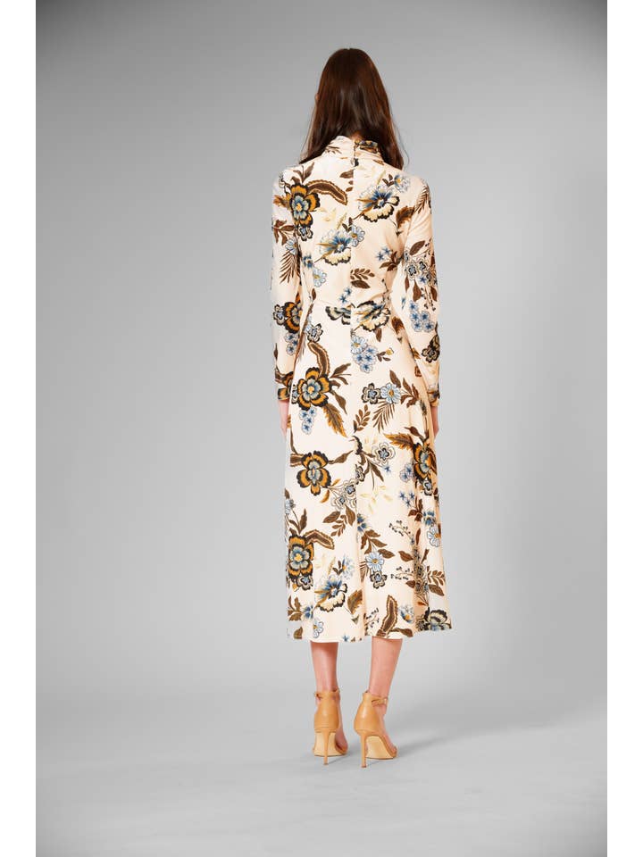 MARFIM MULTI VESTIDO MIDI DE VELUDO ESTAMPADO C/GOLA ALTA para venda a revendedores na Faire2