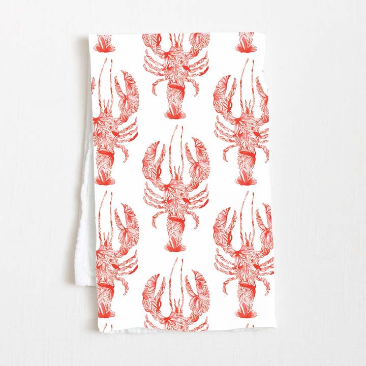 Lobster/Crawfish Flour Sack Tea Towel for wholesale by Amanda Klein Co.