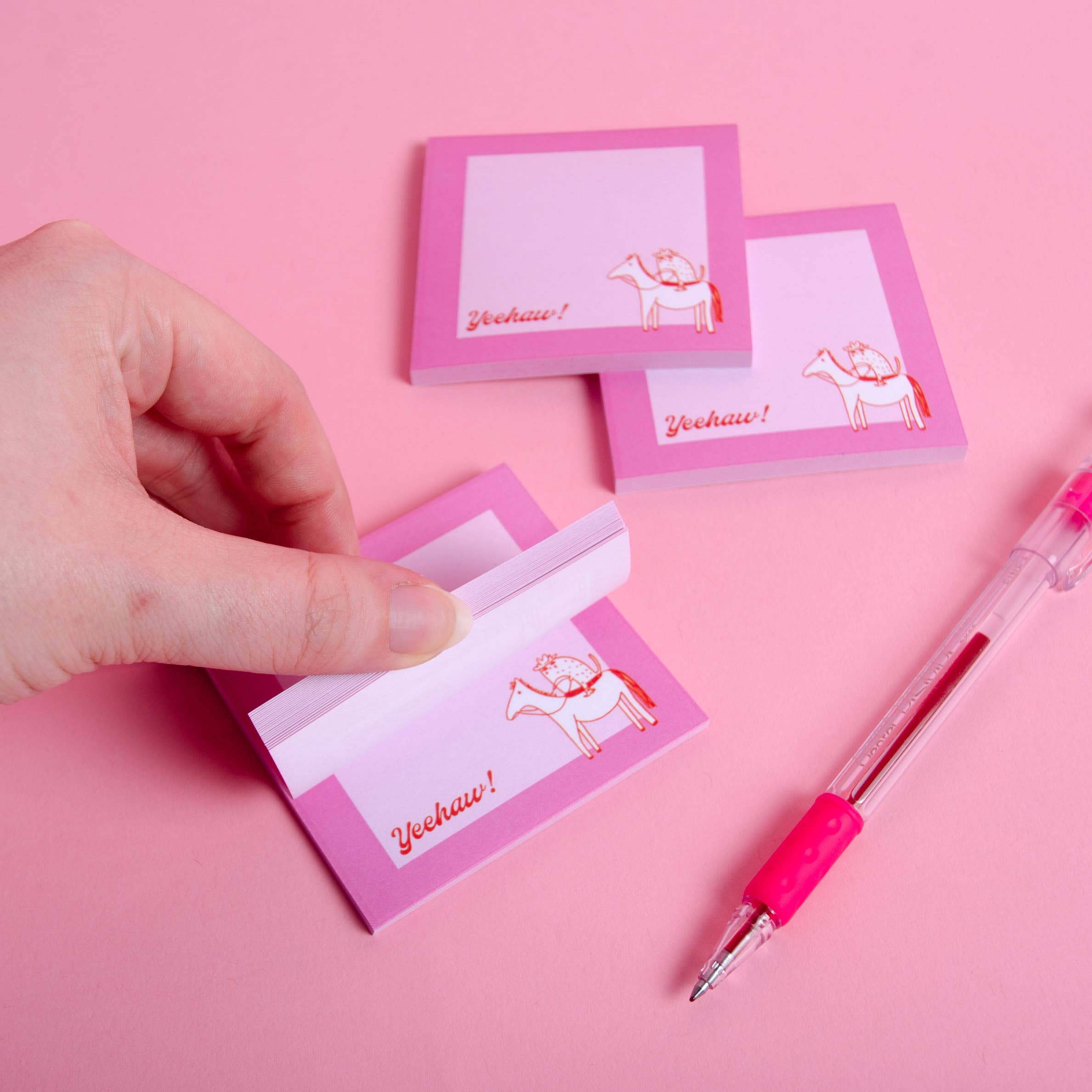 Yikes Design - Wholesale Sticky Notes - "Yeehaw" Cowboy Cat Sticky Notes Memo Pad 3x3"2