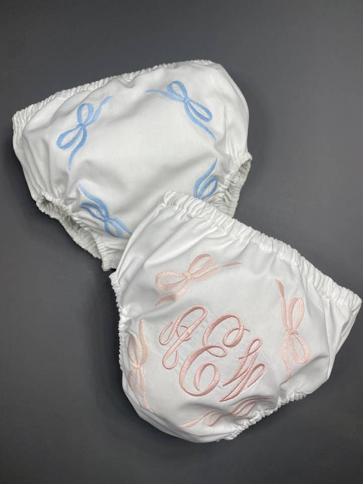Edward Boutross - Wholesale Underwear/Diaper Cover - Baby - Four Bows Monogram Bloomers