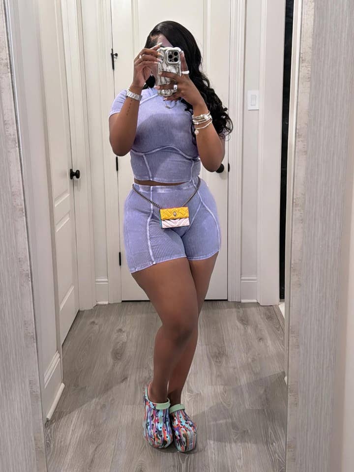 MB Fashion Wholesale - Wholesale Top & Short Set (NOT Loungewear) - Women's - MB FASHION WASHED RIBBED HIGH QUALITY SHORTS 2 PCS SET 4020LY4