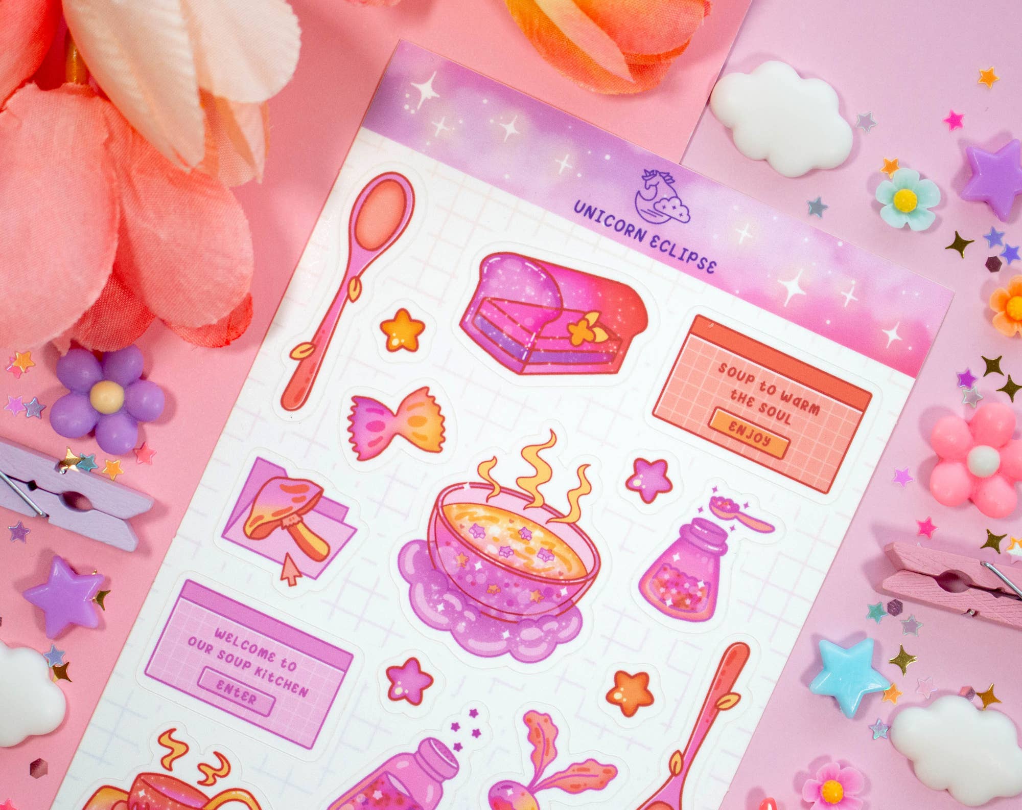 Unicorn Eclipse - Wholesale Sticker - Soup Cafe Sticker Sheet1