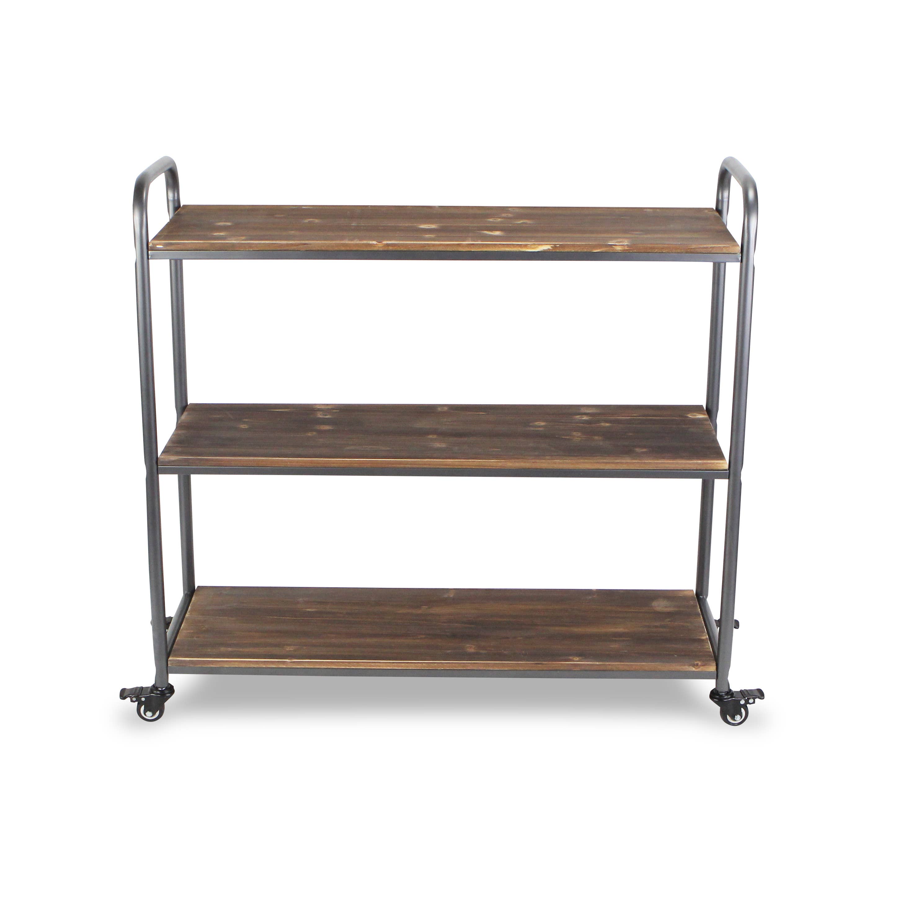 Cheungs Home Decor - Wholesale Free Standing Shelf - Lysan Tiered Wood Top Metal Frame Cart5