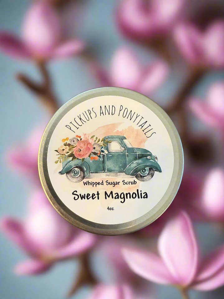 Sweet Magnolia Whipped Sugar Scrub for wholesale by Pickups And Ponytails