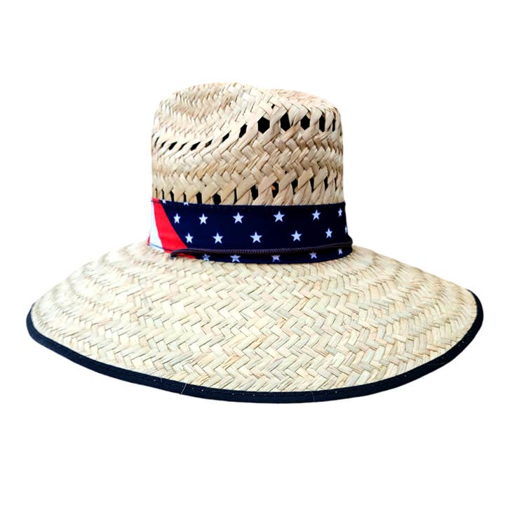 Deluxe Import Trading - Vente Chapeau de paille – unisexe - Chapeau de paille avec ruban drapeau USA