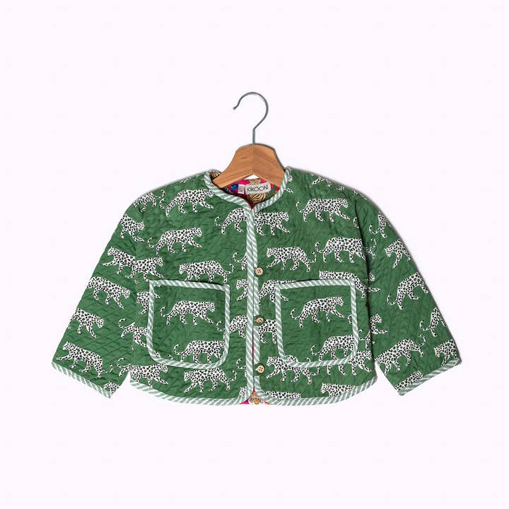 Lightly padded cotton jacket "Green Jungle" for children for wholesale by kikooni