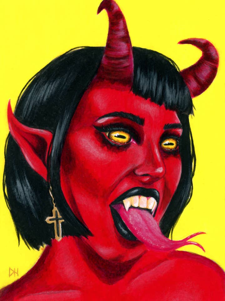 Stampa artistica «Baphomet Babe» per la vendita all'ingrosso da parte di Destiney Hett Art