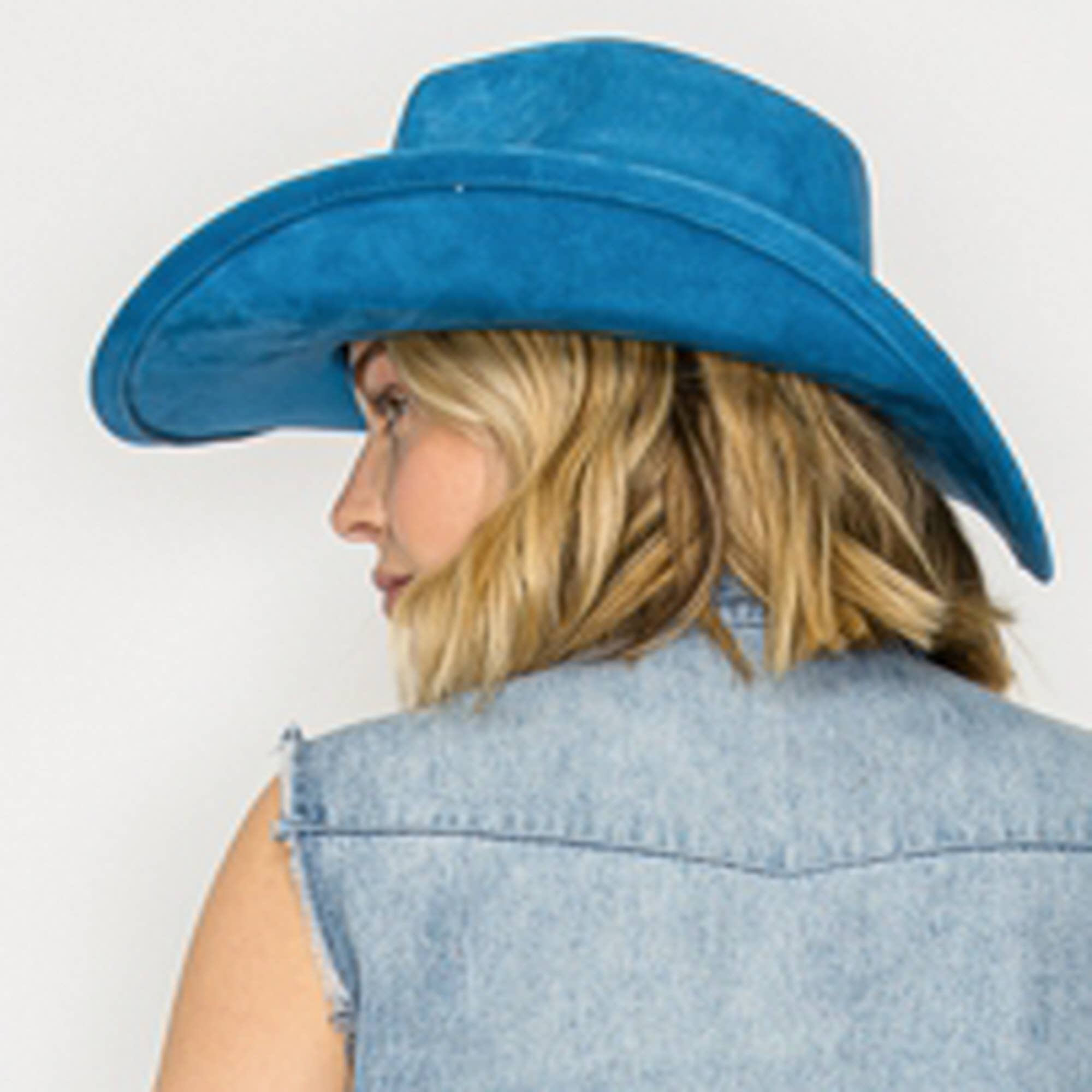 One and Only Accessories – wholesale Cowboy Hat – Women’s – Vegan suede cattleman cowboy hat stiff flat brim Stylish hat24