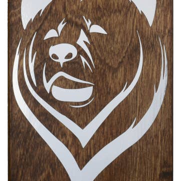 Woodcutts Inc. - Wholesale Plaque - Bear Head Plaque W/ Silver Foil Accent