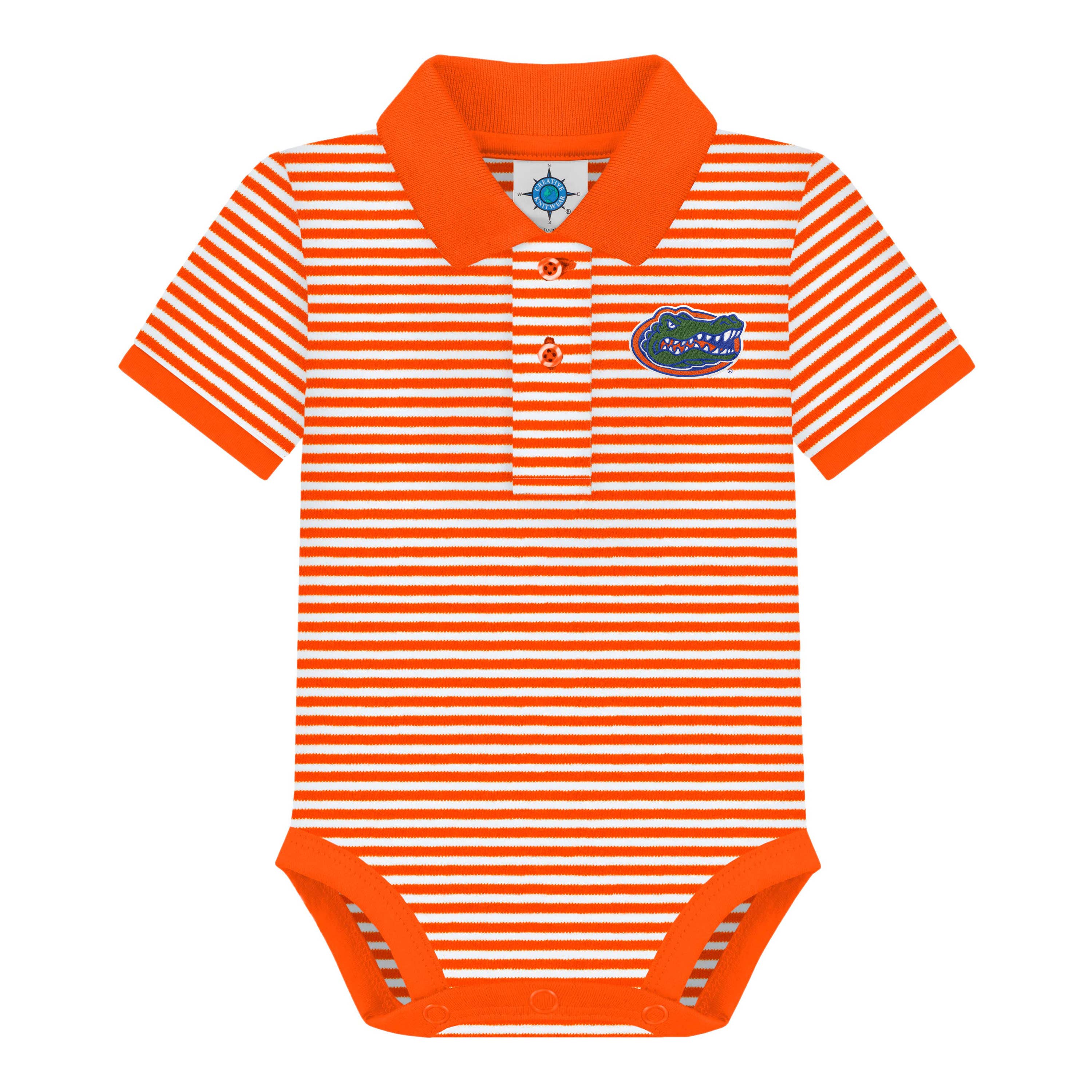 Creative Knitwear - Wholesale Bodysuit (Non-Footed) - Baby - Florida Gators Striped Infant Polo Bodysuit1