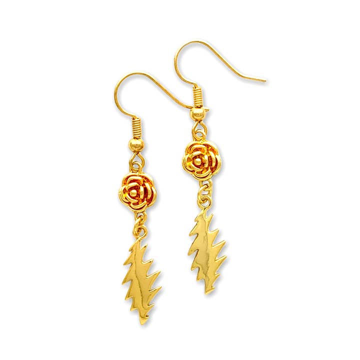 Grateful Dead Delilah Jones Earrings - Gold for wholesale by Hiouchi Jewels | Rose & Bolt Grateful Dead Jewelry