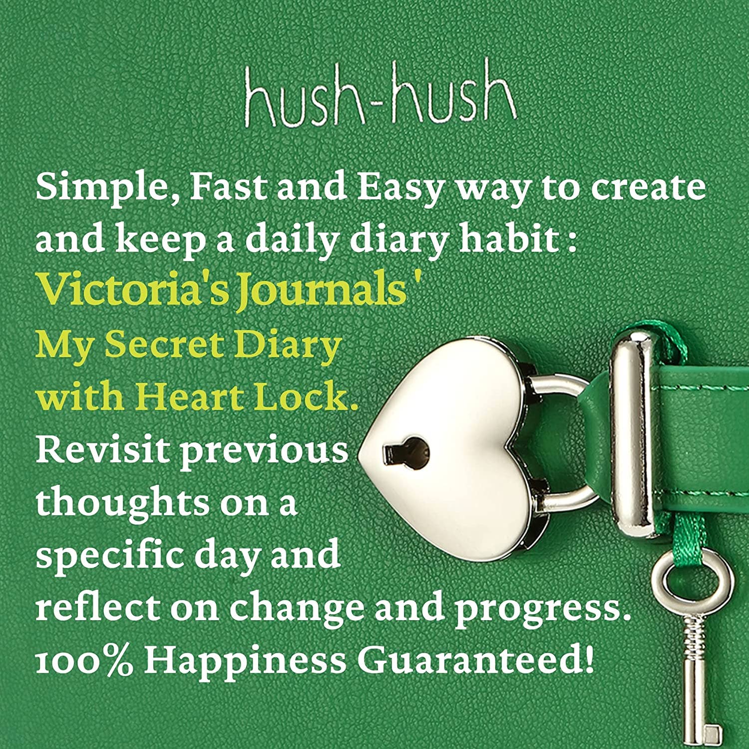 Victoria's Journals - Wholesale Notebook - Heart Lock Notebook with Key for Girls (Sherwood Green)3