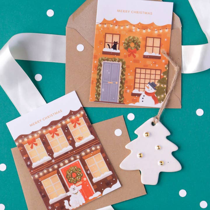 Hopscotch Paper Co. - Wholesale Christmas Card - Cozy Christmas House, Boxed Christmas Card Packs