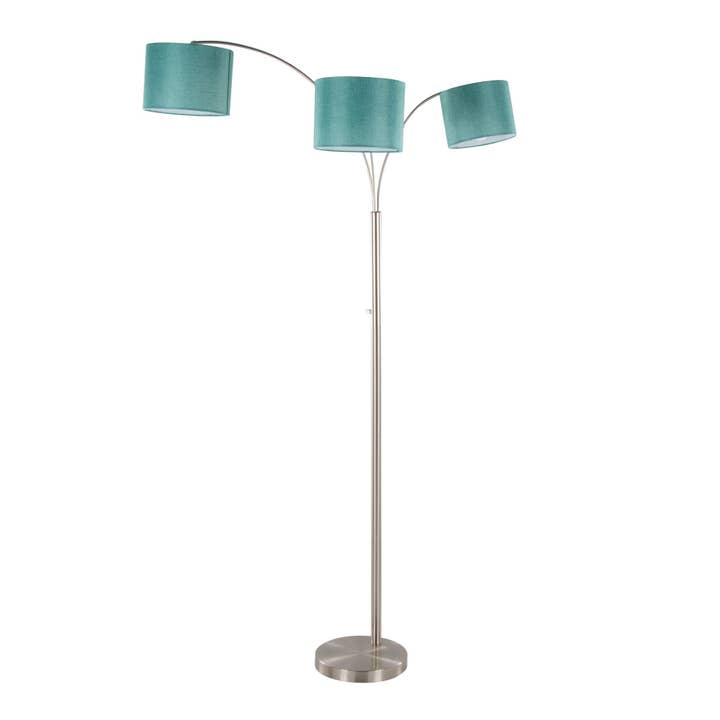 Brushed Nickel Turquoise Linen Willow Trio 84" Metal Floor Lamp for wholesale on Faire