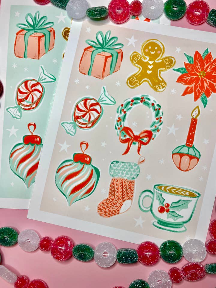 Christmas Art, Holiday Art, Gingerbread, Christmas Print for wholesale by Melissa Pothier Art