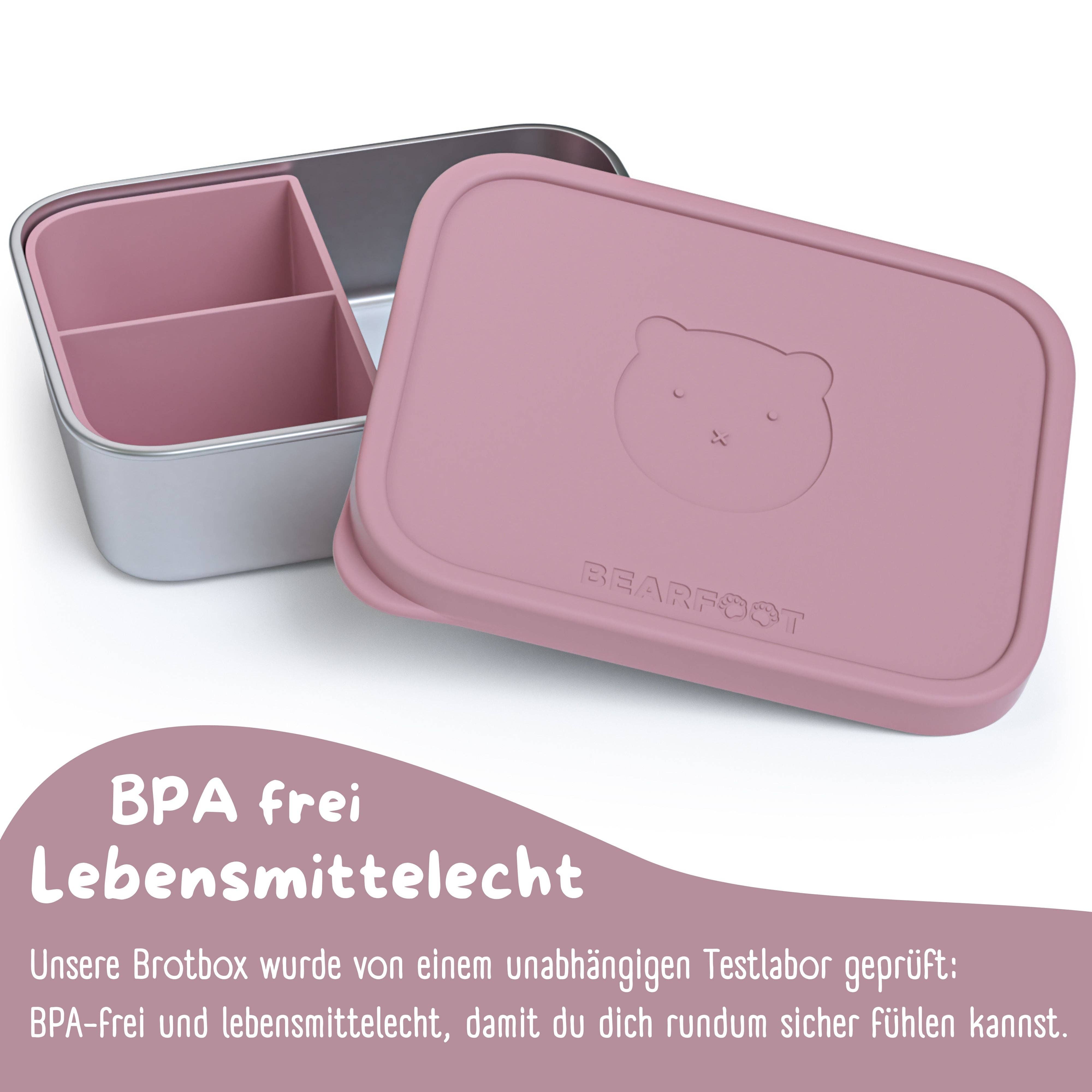 BEARFOOT - Wholesale Lunch Bag/Box - Kids - Children's stainless steel lunchbox with silicone insert - Pink2