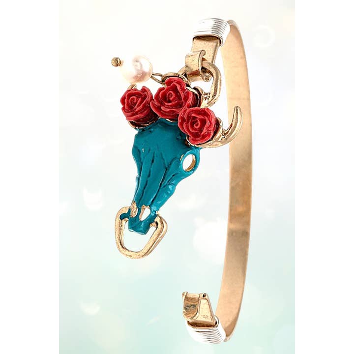 Andrea Bijoux - Wholesale Charm/dangle bracelet - BULL HEAD ETCHED CHARM BANGLE BRACELET2