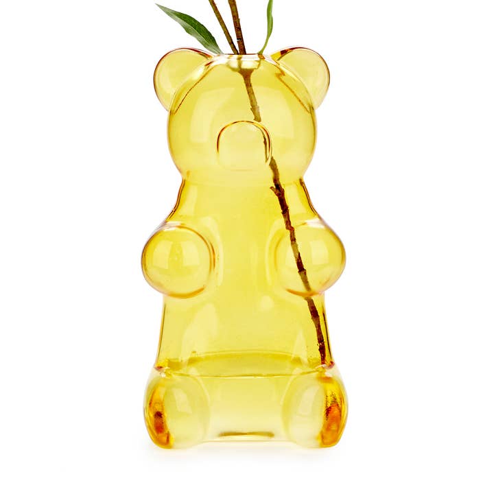 Vase,Yummy Bear,jaune,verre pour la vente par Balvi