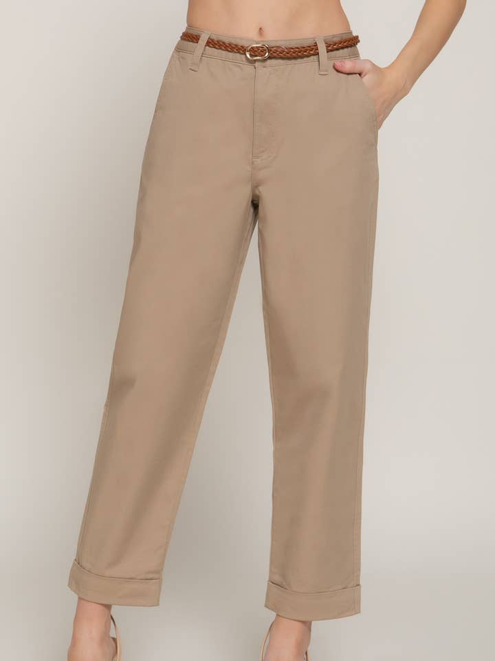 Active Basic | Active USA - Wholesale Pants - Women's - Chino Pants with Braided Belt6