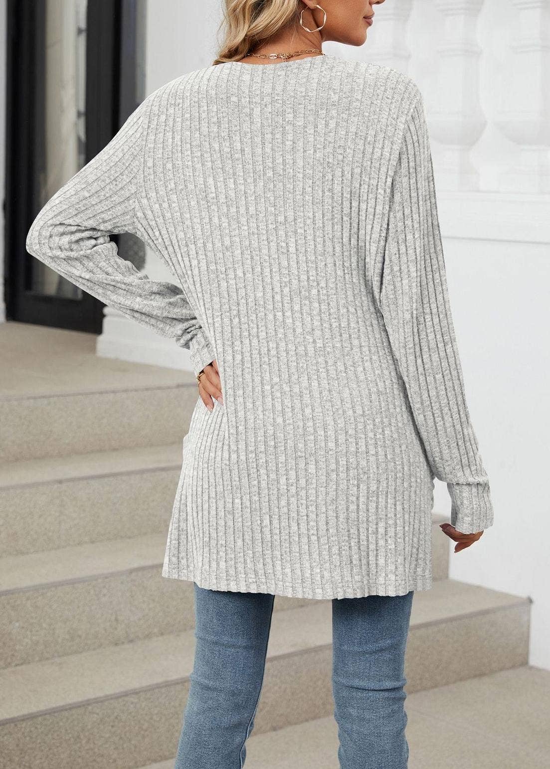 FULL TIME PURCHASE - Vente Cardigan – femme - Gilet en maille uni à manches longues avec poches16