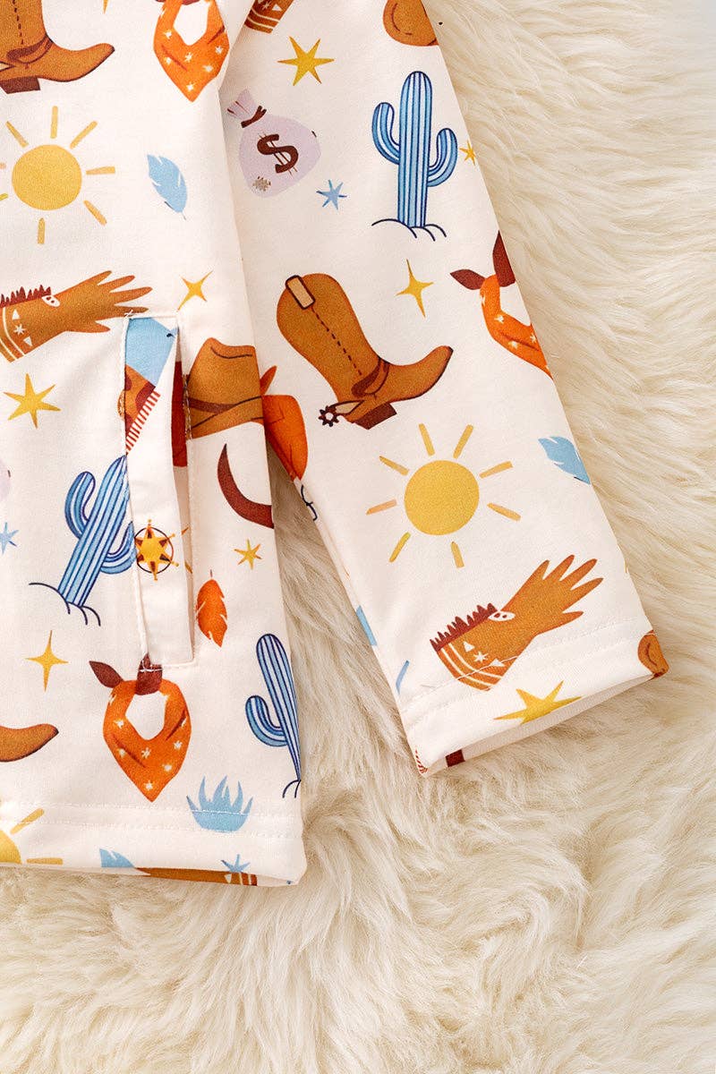 Kids Charm Online - Wholesale Jacket - Kids - Boys western printed zip up jacket with pockets. TPB50456 JEAN2