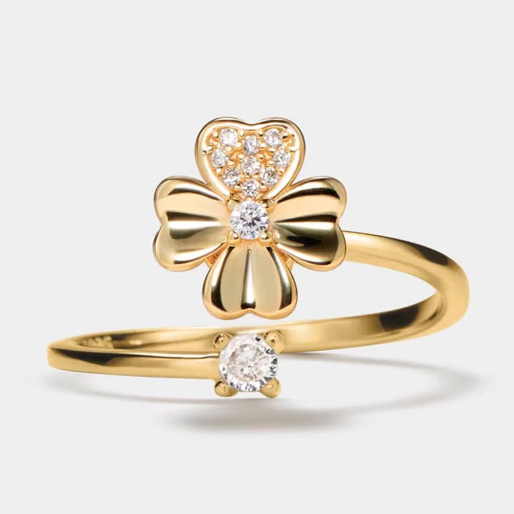 Four Leaf Clover Fidget Spinner Ring in 925 Sterling Silver for wholesale by Perimade & Co. LLC