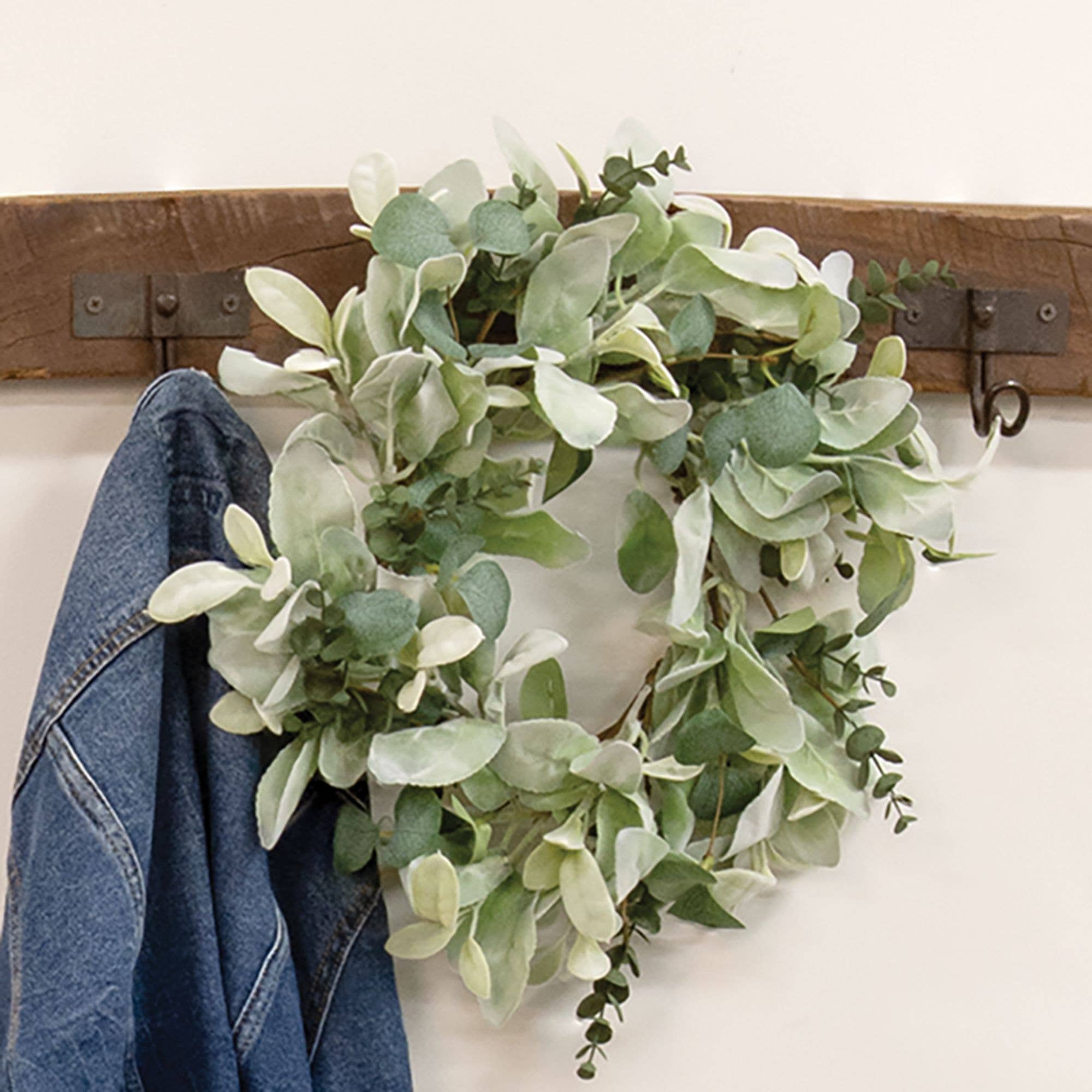 Saybrook Lane - Wholesale Wreath - Velvet Lamb's Ear & Eucalyptus Candle Ring, 6.5"2