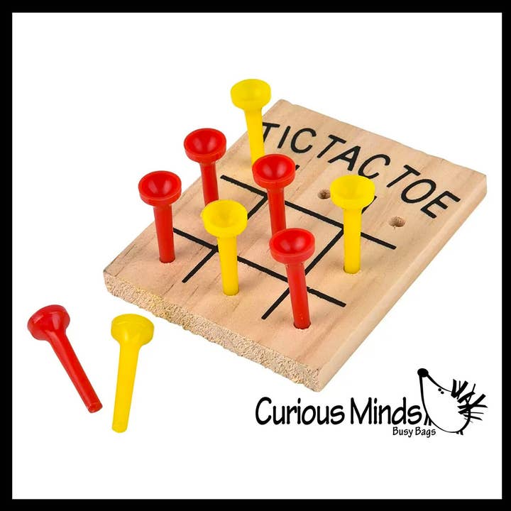 Curious Minds Toys - Wholesale Board Game - 1 Tic Tac Toe Peg Game - Wooden Classic Game - Peg Puzzle Br1
