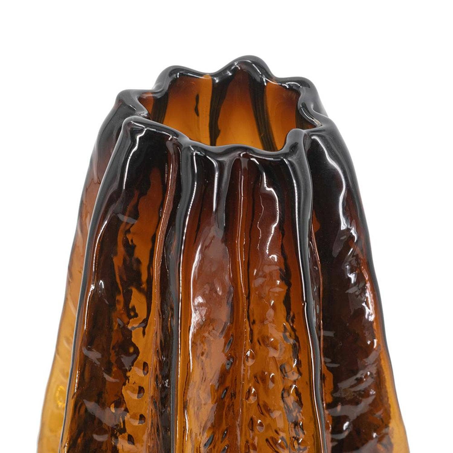 HomeRoots - Wholesale Vase - 12" Burnt Umber Wavy Glass Table Vase3