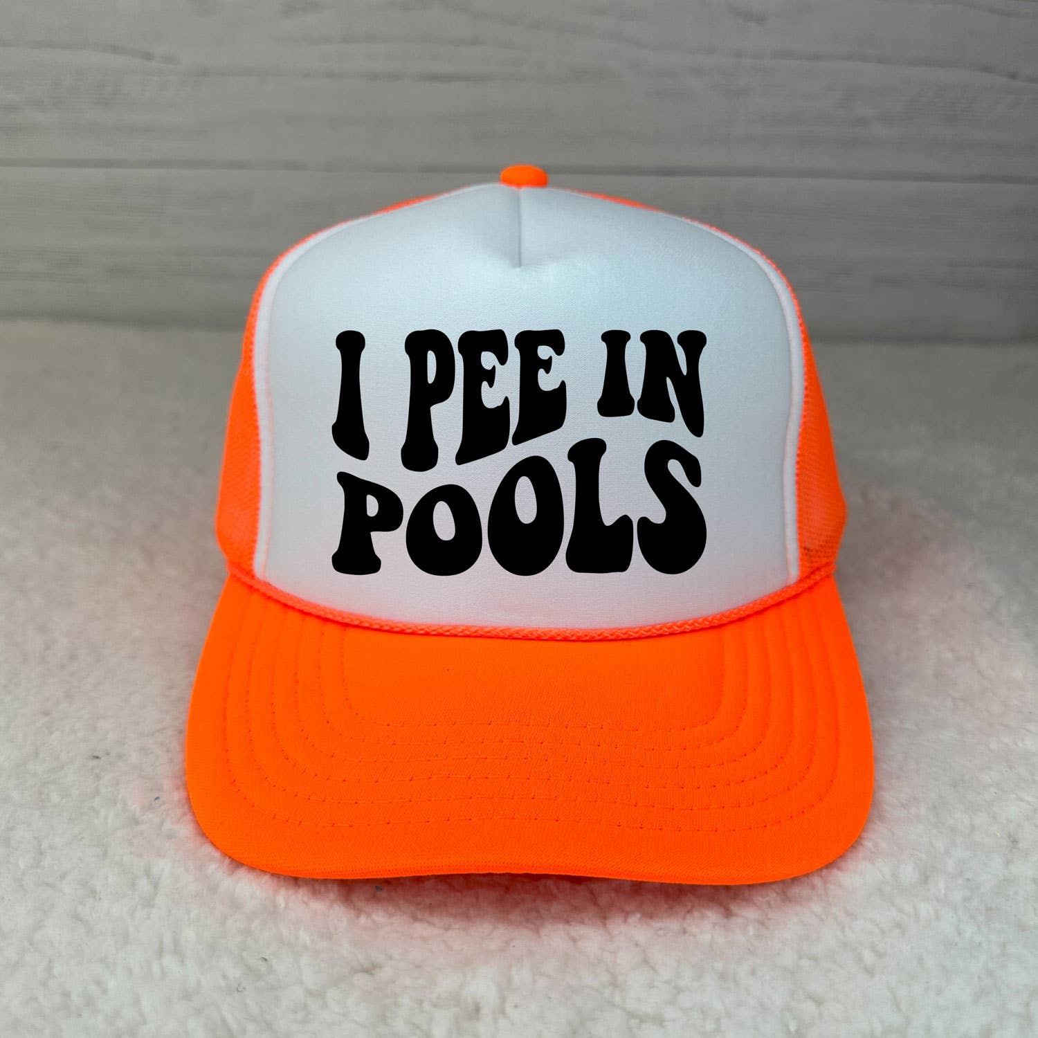 Trendy Tee Co. - Wholesale Trucker Hat - Women's - I Pee In Pools Neon Foam Trucker Hat2