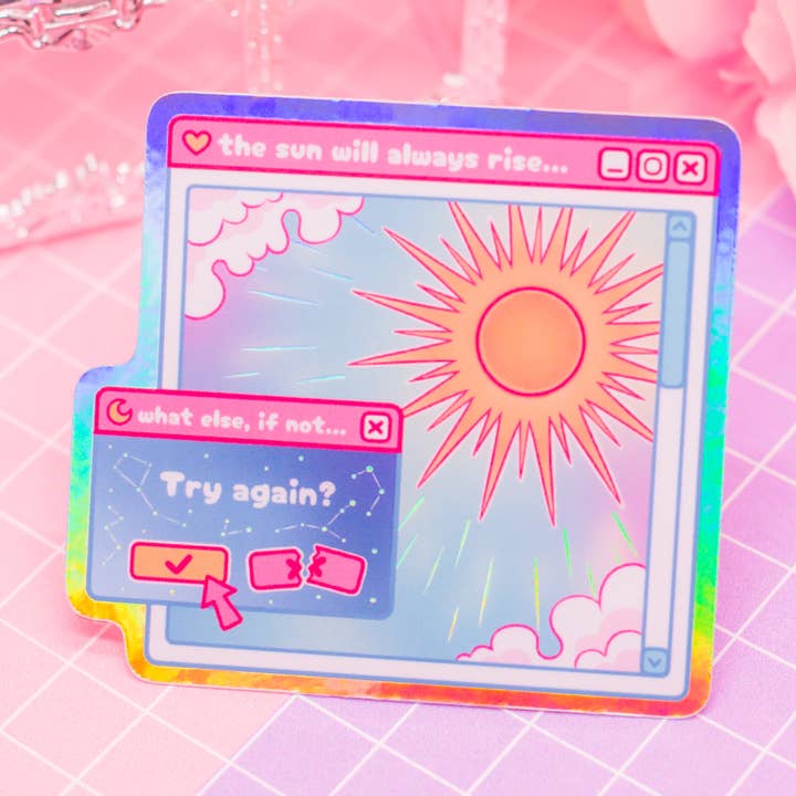 The Sun Will Always Rise aesthetic holographic vinyl sticker for wholesale by Moonlume