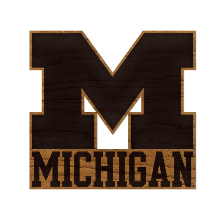 Tentures murales de l'Université du Michigan - Fabriquées en bois de cerisier ou d'érable pour la vente par LazerEdge