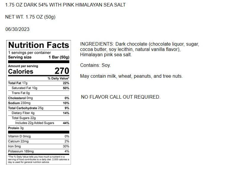 Astor Chocolate Corp. - Wholesale Chocolate Bar - Moodibars® CALM Dark Chocolate Himalayan Sea Salt 1.5oz bar2