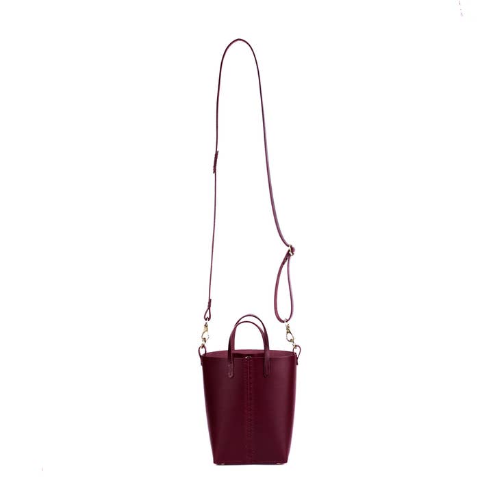 Palmetto Bucket Bag: Bordeaux for wholesale by LOUISE GOODS