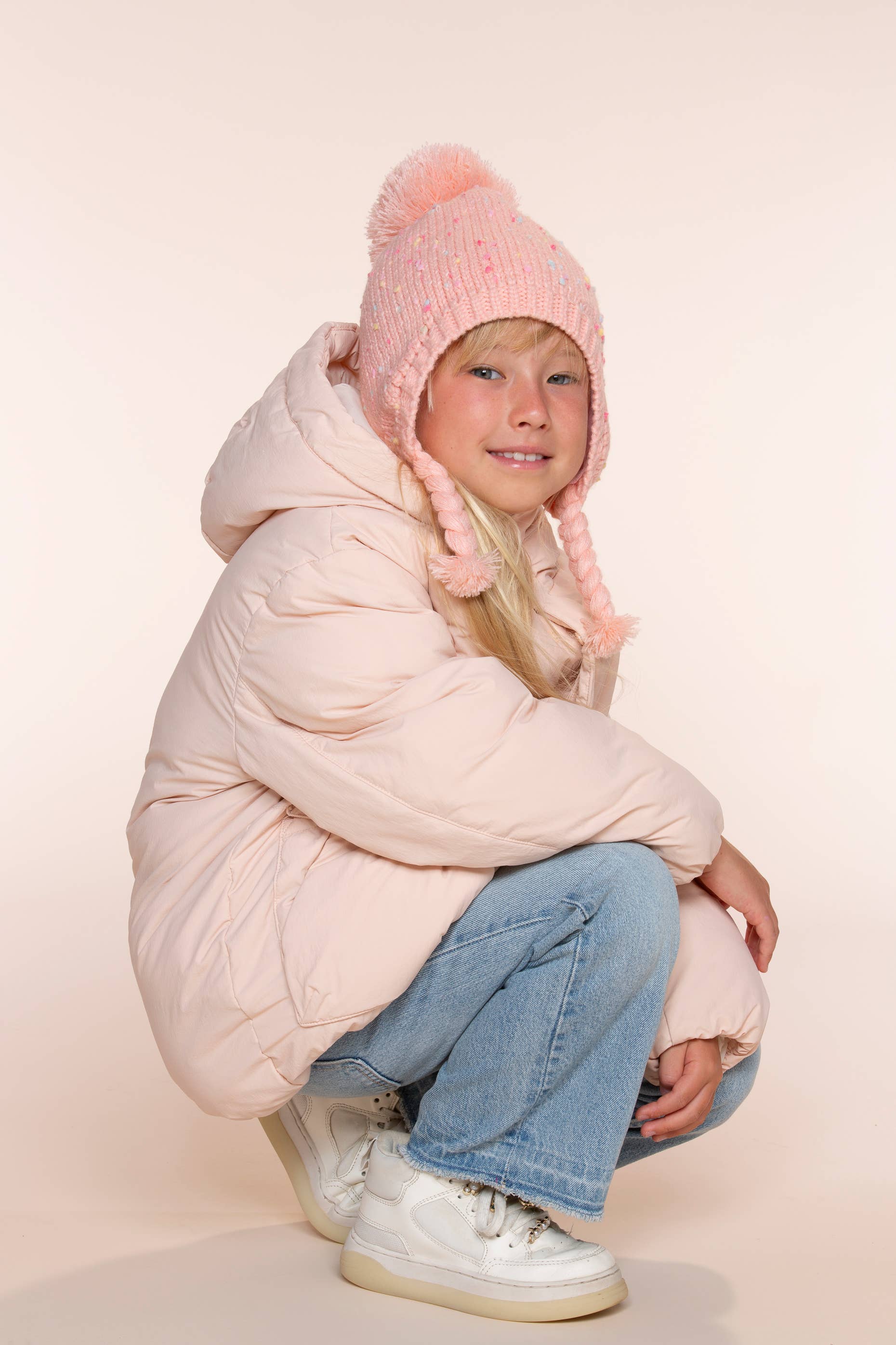 Peppercorn Kids - Wholesale Beanie - Kids - Girls Speckled Knit Winter Hat with Braids - Ages (2-12 Y) 4